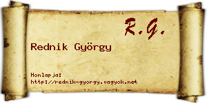 Rednik György névjegykártya